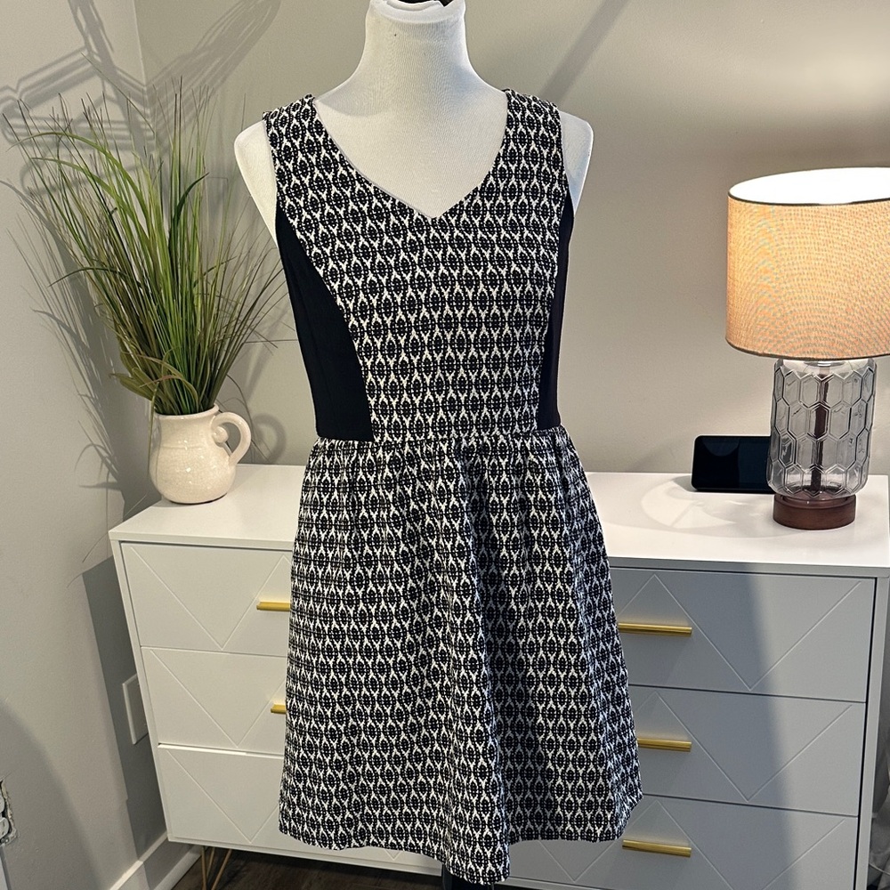 Kensie Black and White Geometric Mini Dress